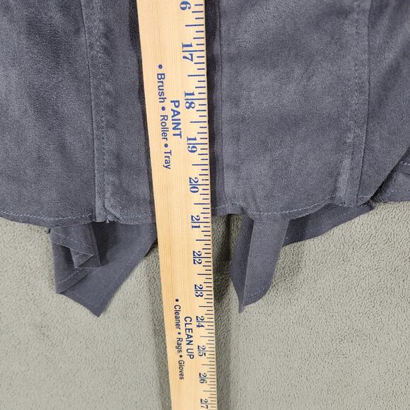 Kut from Kloth M Womens Faux Suede Leather Moto Jacket Gray Stretch punk preppy - Picture 5 of 13